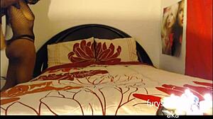 ebony powerhouse squirts during workout in panties