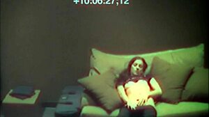 sexy babe fingering her tight pussy on the sofa for hidden cam.