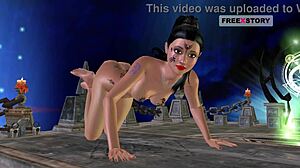 Animated girl poses sexily and masturbates with carrot