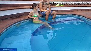 Innocent Latina Enjoys Poolside Oral With Stepbrother