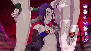 raven self-fucks in futanari hentai version