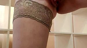 Beautiful Woman Fingering In Stockings With Loud Orgasm