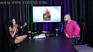 Paulo Avelar watches as friend fails to make woman squirt in sheer red lingerie.