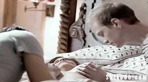 Heartless stepbrothers double penetrate their defenseless sick stepmom in wild action.