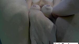 sexy nadia takes bath with rubber duckies, masturbating her pussy intensely