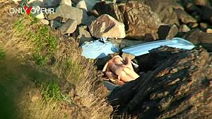 Beach voyeur catches couple thinking secluded spot is perfect for quick passionate fuck