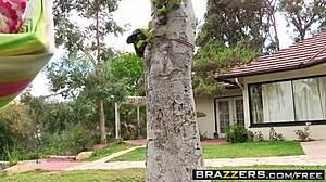 Brazzers Star Casey Calvert Sneaks Into Yard for Wild Squirting Scene