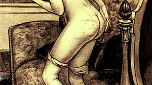 Vintage erotic drawings evoke deep emotions in retro anime hentai style