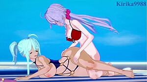 cagliostro and chris yukine in symphogear hentai adventure