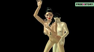 An animated cartoon porn video of a japanese man fucking indian bhabhi from behind