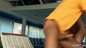 Teen Doris Fucked at Pool, Cum on Feet