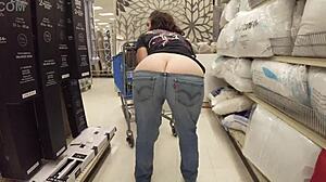 Wow, staged public flashing with that butt crack shopper, insane! 😳