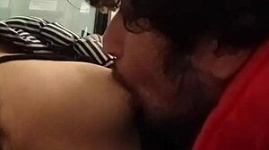 Latina amateur sucks small tits at ATM