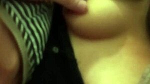 Latina amateur sucks small tits at ATM