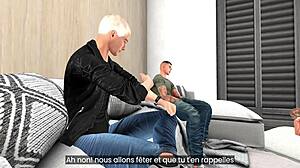 The husband feels the thrill as his docile wife submits to the stepson's intense fucking