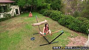 Brazzers Star Casey Calvert Sneaks Into Yard for Wild Squirting Scene