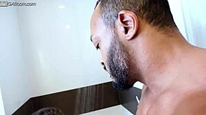 Black Cock Stretches Adrian's Tight Ass in Steamy Shower Scene