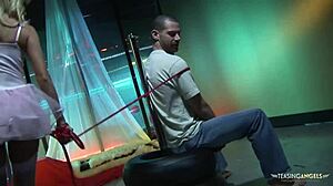 Rollerblading in pink stockings arouses her desire for her boyfriend