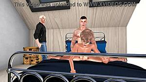 The husband feels the thrill as his docile wife submits to the stepson's intense fucking