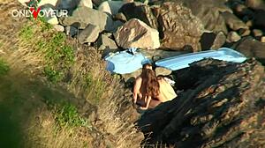 Beach voyeur catches couple thinking secluded spot is perfect for quick passionate fuck