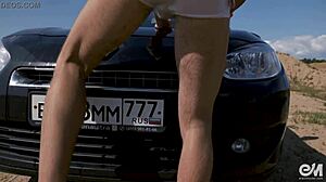 Naked men wash car, end with gay jerk and cumshot 😏