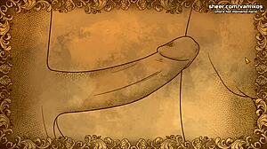 Virgin innocent girl gives first handjob in anime hentai game, part 19.