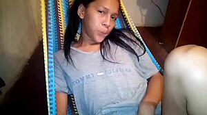 Wet Latina Amateur Masturbates in Early Morning Bondage Session