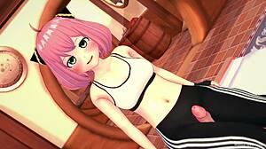 In this hentai parody, cute Anya decides to ride a huge cock right after her gym session