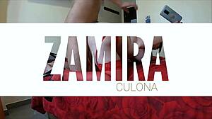 After filming TikTok videos, she gets aroused and masturbates with a dildo