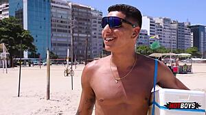 I sucked the popsicle seller's big cock at the beach, then he fucked my ass hard