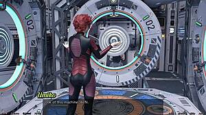 stranded in space 95, holding hands with asian scientist milf in sexy outfit.