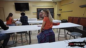 Sneaky Sex During Class With Hot Blondie!