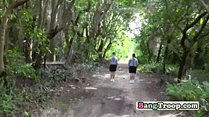 Gay troopers head to the woods for wild public gangbang action