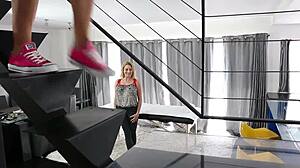 Young Eighteen 18+ Lesbian Seduces Stepmother in Wild Action!