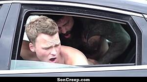 Stepson Craves Intense Car Fuck with Daddy