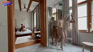 Teen Sucks and Fucks in Shower