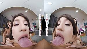 Naughty America - Brooklyn Gray, Gianna Dior, and Liv Wild fucking in dorm room VR!