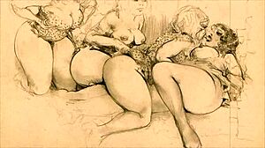 Vintage cartoon illustration of retro anime hentai