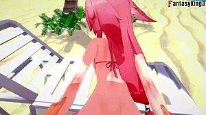 Yae Miko enjoys beach activities in Genshin Impact animation