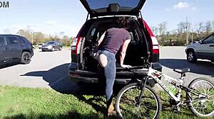 butt-less jeans exhibitionist on bike trail