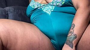 Wow! Fat Ebony BBW with Hairy Pussy Masturbates Solo in Curvy Display!