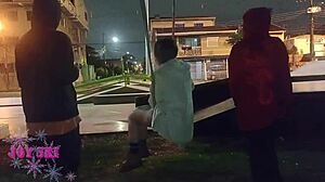 Tattooed Girl Deepthroats Big Cock Outdoors