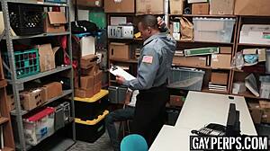 tattooed ebony thief gets barebacked by security guard 🍆