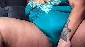 Wow! Fat Ebony BBW with Hairy Pussy Masturbates Solo in Curvy Display!