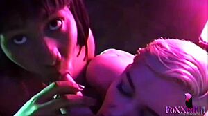 Jenna Foxx and Sky Blue suck hard dick