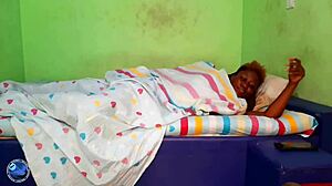 Does this young woman ride huge black cock in the living room?