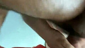 Watch him gagging on that hairy cock from behind