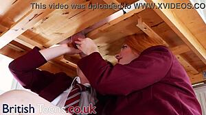 ellie & victoria milk a cock and get uniforms soaked in cum! 💦