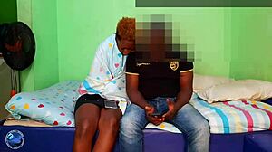 Does this young woman ride huge black cock in the living room?