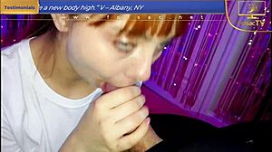 Low Grade Blowjob from Cute Slut Sucking Tongue and Getting Cumshot Facial in Reality POV